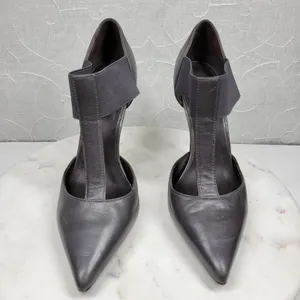 Elizabeth & James Stiletto Heels Womens 8 Gray Leather T-Strap Metal Spike Heel thumbnail 13
