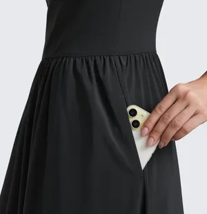 CRZ YOGA Square Neck Maxi Dress for Women - Flowy Sleeveless Padded Travel Casual Outfits with Side Pockets thumbnail 6