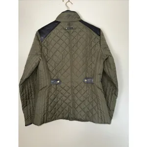 Ralph Lauren Black Women's Medium Zip Pocket Button Diamond Quilted Field Jacket thumbnail 6