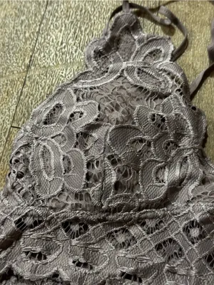 Free People NWOT Charcoal Grey Lace Bralette Floral Pattern Size Small thumbnail 2