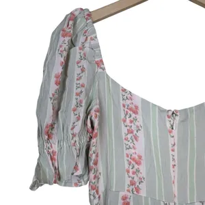 We Wore What Womens 2 Puff Sleeve Midi Dress in Rosewood Multi NEW thumbnail 7
