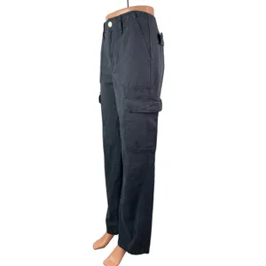 Zara Women's Black High Waisted Utility Straight Leg Y2k Trousers Pants Size 6 thumbnail 3