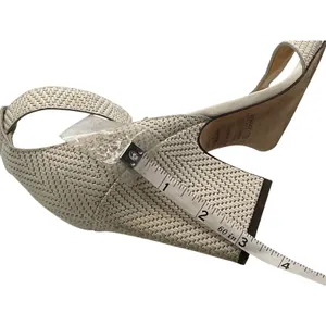 Jimmy Choo Woven‎ Ankle Strap Block Heel Sandals Beige IT 37 Made in Italy thumbnail 5