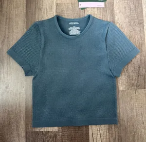 Wild Fable Seamless Short‎ Sleeve Crop Top Dark Blue Shimmer XXS thumbnail 1
