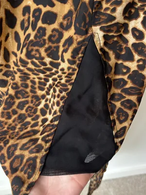 Meshki Leopard Cheetah Print Midi Slip Dress Cowl Neck Party Event Cocktail thumbnail 4