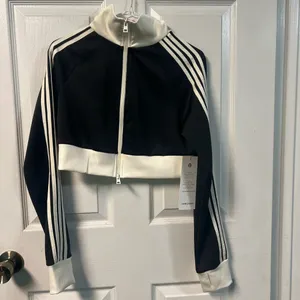 Love poem track jacket cropped striped sweater black large athletic activewear thumbnail 2