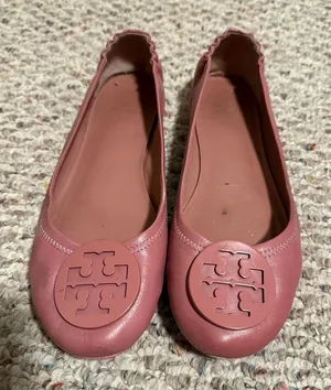 Tory Burch Minnie Travel Ballet with Leather Logo in Rosa- Size 9.5 thumbnail 1