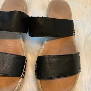 Aldo Women's Size 8 Espadrille Slide Sandals Double Strap Black Slip On Platform thumbnail 3