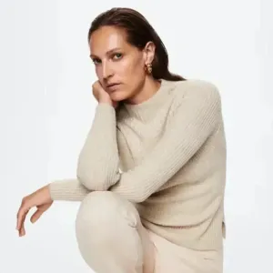 Mango MNG Shiny Ribbed Light Pastel Grey‎ Cardigan Sweater NWT Plus 1XL thumbnail 5