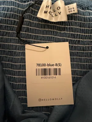 NEW Hello Molly Azure Skies Long Sleeve Tie Front Crop Top Blue Size Small/4 thumbnail 9