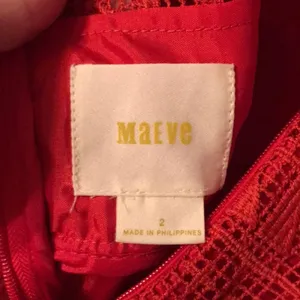 Maeve Anthropologie Red‎ Lace Overlay Asymmetrical Hem Dress Size 2 thumbnail 3