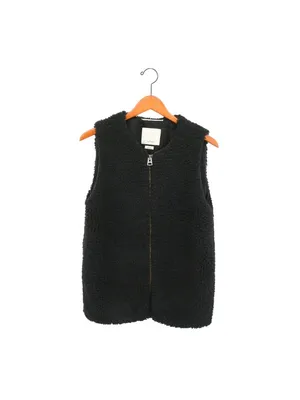 Aritzia Wilfred Chatou Black Shearling Vest S Sleeveless Zip Up Soft Teddy Small thumbnail 3