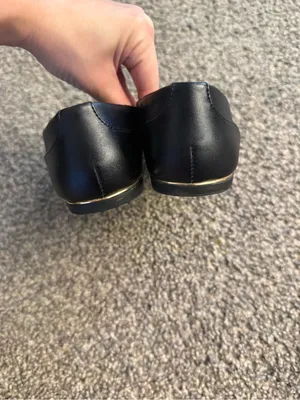 Women's Black Slip-On Loafers with Gold Accent thumbnail 2