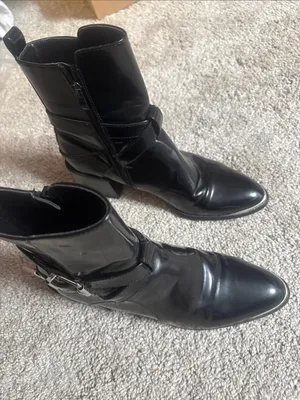Women's Black Buckle Strap Ankle Booties size 6 thumbnail 2