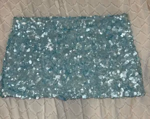 Edikted Light Blue Sequin Skirt w/ Built in Shorts thumbnail 1
