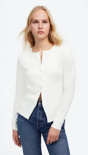 Madewell White Button Down‎ Long Sleeve Cardigan thumbnail 1