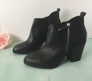 Black Ankle Boots, Size 9W thumbnail 1
