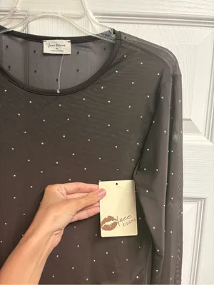 NWT Free Kisses Studded Sheer/Mesh Long Sleeve Top Size XL thumbnail 2