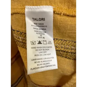 Talori Striped Blouse Women L Mustard Excellent Ruffle Tiered Bell Sleeve Top thumbnail 3