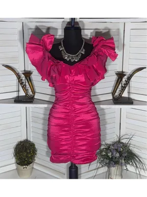 Lovers & Friends mini dress sexy pink ruffled wedding guest cocktail glam prom S thumbnail 2