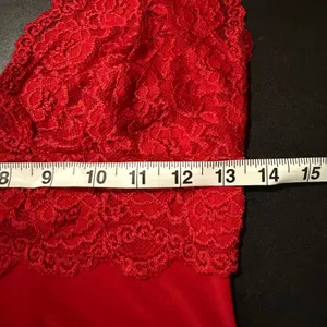 Chemise Nightie Slip Dress Women Small Red Lace‎ V-Neck Tie Back Mini Romantic thumbnail 5