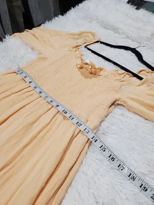 Oak + Fort Smocked Midi Dress in Apricot Large thumbnail 5