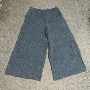 Yuvita Lagenlook Wide Leg Crop Cargo Culotte Pant Gray‎ Small thumbnail 3