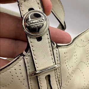 Coach Carly Perforated Leather Tote F16598 Light Taupe Large Shoulder Bag thumbnail 9