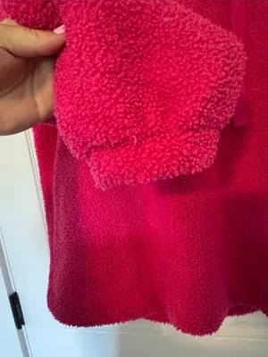 LOFT Bright Fuchsia Plush Sherpa Hooded Pullover thumbnail 4