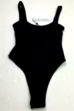 For‎ Love & Lemons Ribbed Black Bodysuit Tank Thong Back Womens Size XS NEW thumbnail 1