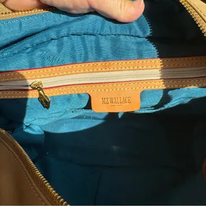 MZ Wallace Nylon Top Handle‎ Bag some pen marks tan beige brown thumbnail 5
