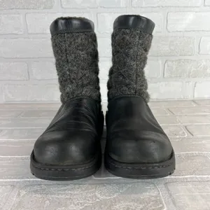 Chacos Waterproof Boots Womens 9.5 Black Gray Quilted Arbora Wool Leather Vibram thumbnail 9