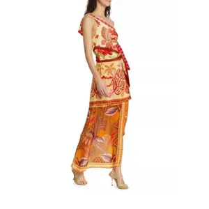 Farm Rio Forest Mixed Scarves Midi Dress Sz Large New thumbnail 2