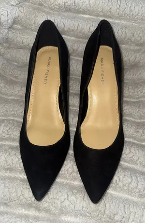 Marc Fisher Zala Black Suede Block Heel Pumps Size 6.5 thumbnail 1