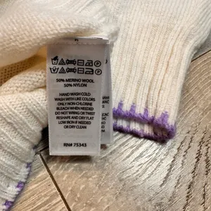 NWT Aspen Cream Wool Blend Crew Neck Sweater with Purple Trim Size Small‎ S thumbnail 5