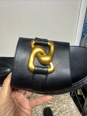AEROSOLES Lima Black Leather Slide Mules with Gold Chain Accent thumbnail 3