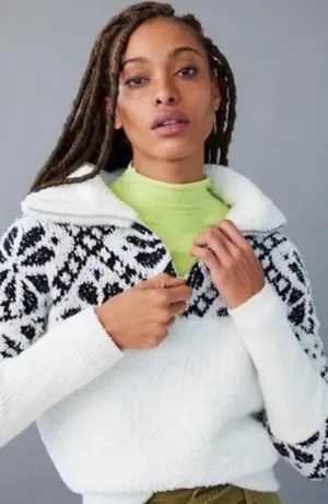 Anthropologie Pilcro Maia Cropped‎ Quarter-Zip Pull Over Sweater Sz S cozy thumbnail 1