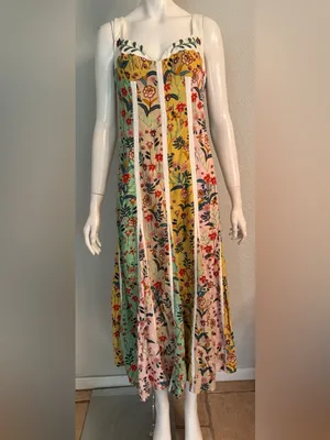 Christian Lacroix Linen Floral Midi Dress | Yellow, Mint & Pink | Size 6🌼💗 thumbnail 6