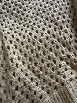 H&M Open-Knit Crewneck Sweater in Light Beige thumbnail 3