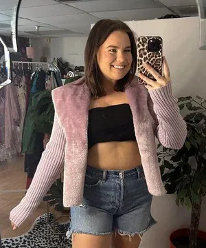 Vintage Y2k Purple Suede Fur Long Sleeve Open Jacket thumbnail 1