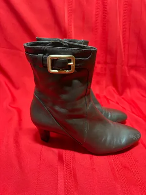 Cole Haan Nike Air Brown Leather Side Zip Buckle Ankle Boots Heels thumbnail 4