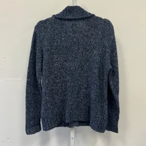 L.L. Bean Marled Cable Knit Button Front Cardigan Sweater Speckled Wool Blend M thumbnail 2