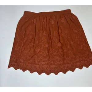 Lottie Rust Brown Eyelet Embroidered Scalloped Mini Skirt Boho Drawstring Waist‎ thumbnail 5