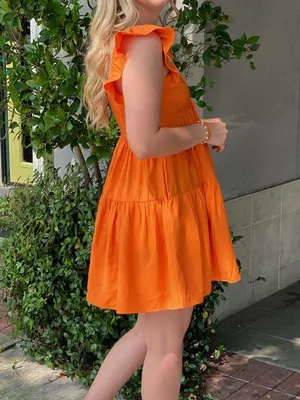 Idem Ditto Orange Ruffle Sleeve Dress thumbnail 2