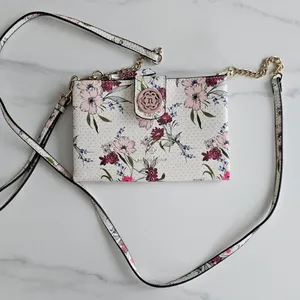 Nanette Lepore Floral Crossbody Wallet Bone White Vegan Leather Purse thumbnail 1