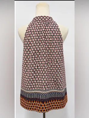 Maeve Anthropologie Geometric Print Halter Tank Top Medium 100% Cotton Boho thumbnail 2