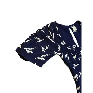 Maeve Anthropologie Navy Blue White Fern Print Sweetheart Mini Dress XS thumbnail 6