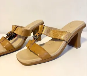 Flexisole Y2K Faux Leather Slip On Open Toe Pump Heels Tan Womens Shoe Size 8.5 thumbnail 1