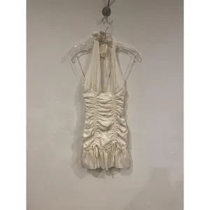Outcast Rialo Mini Dress Womens XS White Ruched Halter Ruffle Bodycon Party thumbnail 2