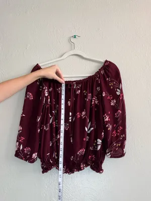 arizona maroon off the shoulder top thumbnail 3